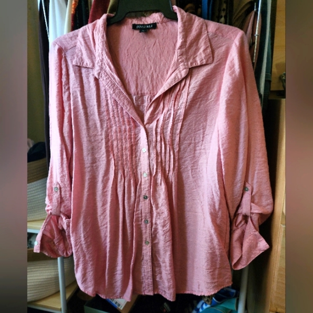ROZ & ALI Pink Blouse size L